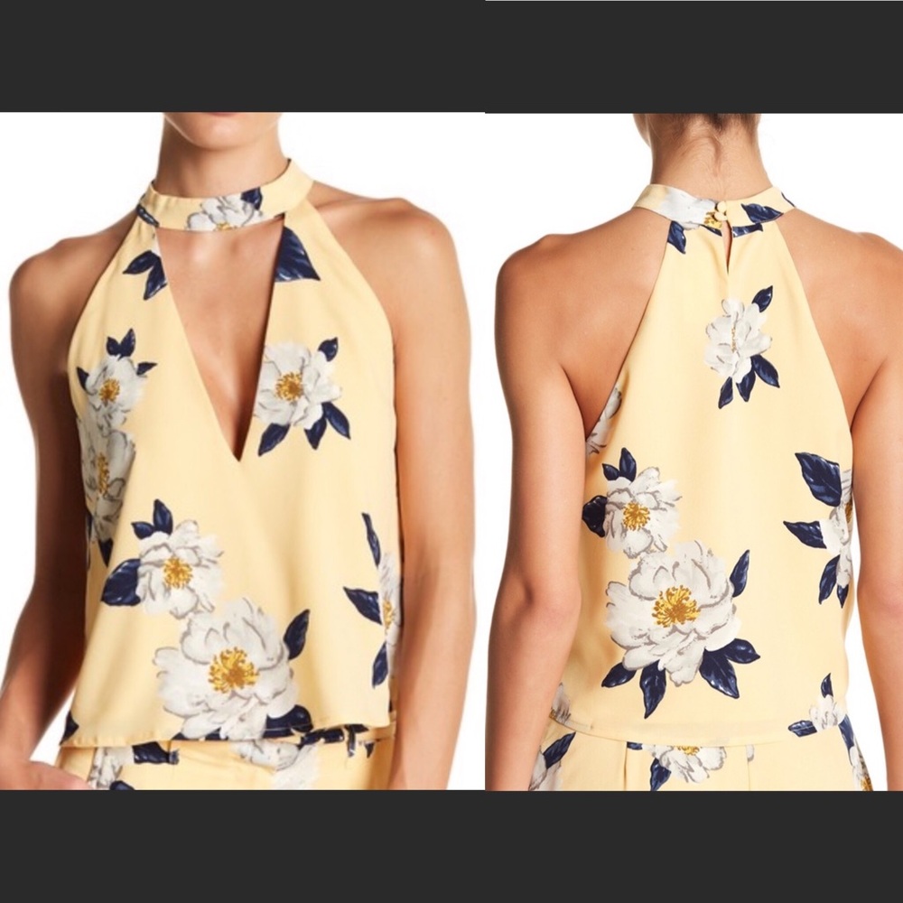 🌷⬇️JOA Los Angels, NWOT, Floral Halter Blouse, M.